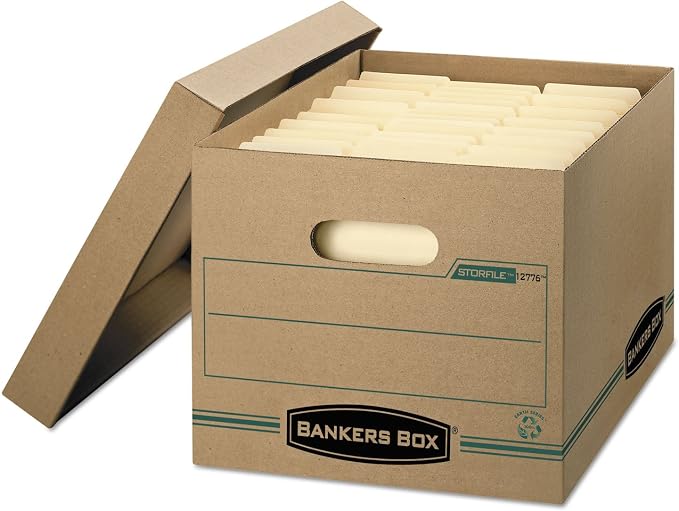 Banker's Box 12-Pack Recycled Basic-Duty File Storage Box, Letter/Legal | Tame everyday paperwork with affordable file boxes, lift-off lids, and reinforced handles for simple record storage. by BankersBox