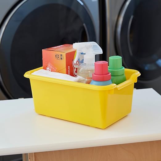 ECR4Kids Scoop Front Storage Bin, Multipurpose Organization, Yellow, 5-Piece - Image 8