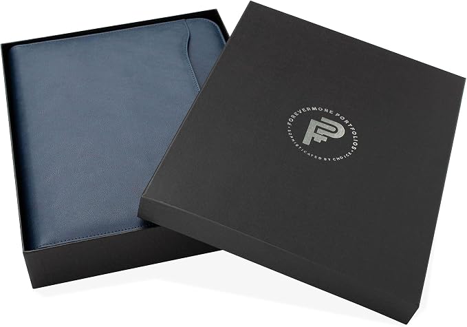 Forevermore Portfolio Binder, 1.5" Permanent 3-Ring, Vegan Leather, Blue - Image 2