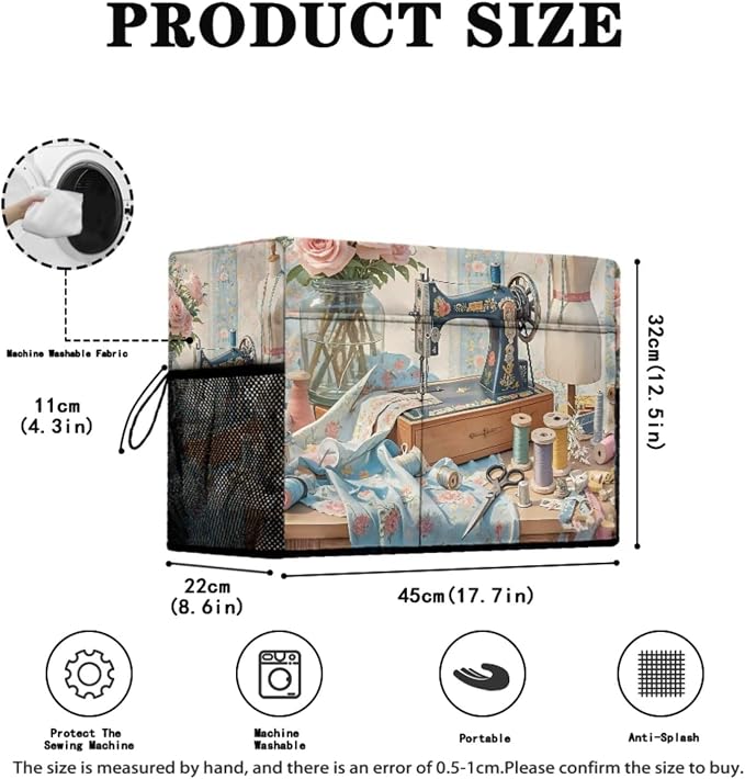 Sewing Element Sewing Machine Mat & Dust Cover, Set Of 2 Non Slip Sewing Machine Mats Compatible with Most Standard Sewing Machines & Supplies Kits - Image 2