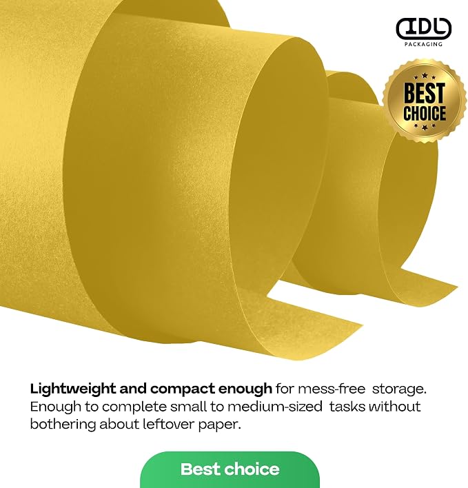 Yellow Kraft Paper Roll 18" x 1200" (100 feet) with Cutter - USA-Made Gift Wrapping Paper for Packing, Moving, Shipping & Crafts/Arts - 100% Recyclable Natural Craft Material by IDL Packaging | Gift Wrapping Paper for Packing, Moving, Shipping & Crafts... - Image 7