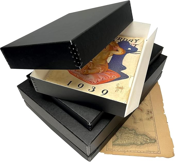 Lineco Museum Archival Storage Box, Drop Front, 9.75x12.75x1.5 in, Black | Acid-Free with Metal Edge, Preserves Picture Longevity, Organize Photos, Newspapers, Prints, Documents, Crafts, DIY - Image 7