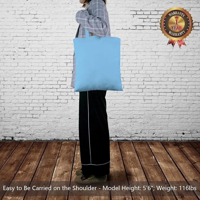 TOPDesign 6-Pack Economical 16"x15" Baby Blue Cotton Tote Bag, Lightweight Medium Reusable Grocery Shopping Cloth Bags, Suitable for DIY, Advertising, Promotion, Gift, Activity - Image 2
