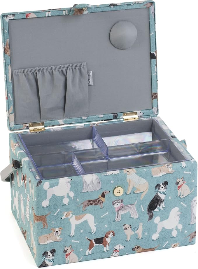 Hobby Gift Large Sewing Box Craft Storage Box with Handle Internal Accessories Tray Pin Cushion and Pocket for Sewing Knitting and Hobby Supplies - Image 3