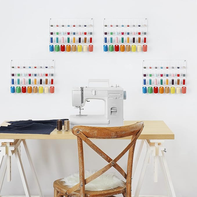 Embroidery Thread Organizer 4 Pack Thread Holders for Spools of Thread | Metal Thread Spool Rack Wall Mount, 32 Spools, Versatile Storage for Thread, Beads, Embroidery & Braiding Accessories - Image 7