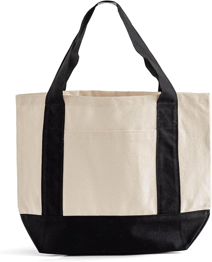 TBF 12 Pack Mini Iconic Canvas Shopping Bags with Gusset – Reusable Eco-Friendly Tote Bags with Handles by TOTEBAGFACTORY