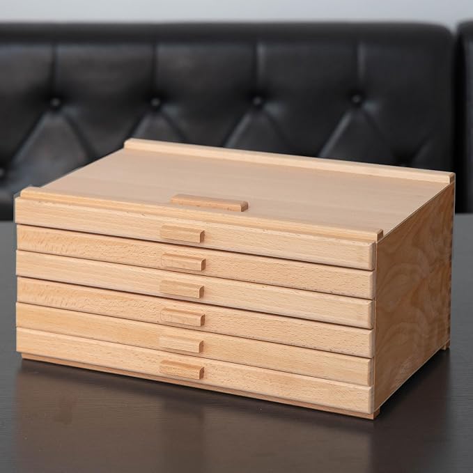 Wooden Pastel Storage Box With 6 Removable Drawers | Artist Supply Storage Box, Portable Organizer Box for Pencils, Markers, Brushes and Painting Tools - Image 8