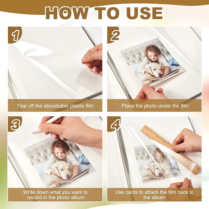 Jetec 5 Pcs 11 x 10.6 Inch Large Photo Album Self Adhesive,Light Gray - Image 3