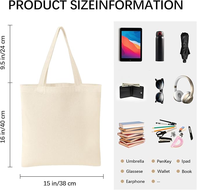 OKBA Sublimation Tote Bags, Canvas Bags Bulk Blank Tote Bags, Reusable Shopping Bags for Decorating DIY Crafting - Image 3