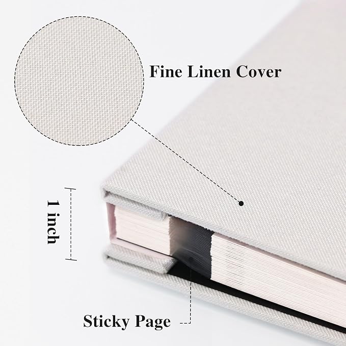 Vienrose Large Photo Album Self Adhesive for 4x6 8x10 10x12 Pictures Linen Scrapbook Album DIY 40 Blank Pages with A Metallic Pen | Linen Cover, Scrapbook, Fits 4X6 8X10 10X12 Pictures, Metallic Pen, Diy - Image 3