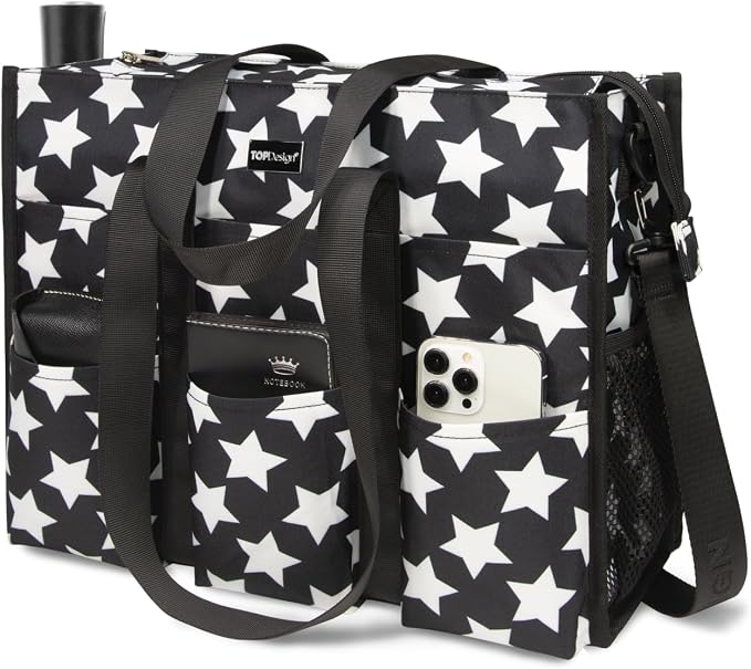 TOPDesign Utility Water Resistant Tote Bag with 22 Pockets, Top Zipper Closure & Thick Bottom Support, for Working Women - Image 2