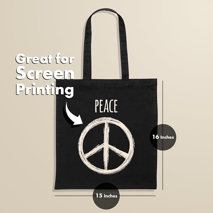 Carrywell Canvas Tote Bags, 15"x16", Bulk Totes For Screen Print, Blank Cotton Cloth Reusable Shopping Bags - Image 4
