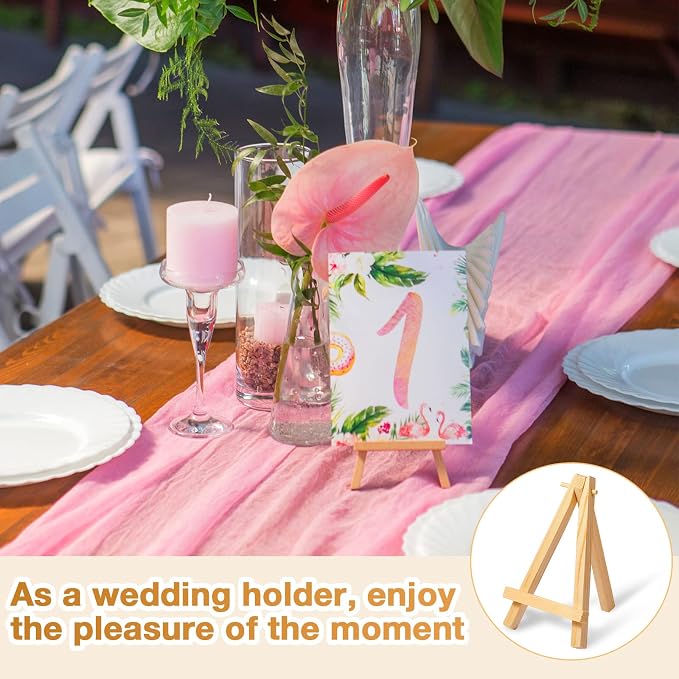 Mini Wooden Easel Stands Tripod Display Tabletop | For Artist Painting Business Cards Photos, Canvas Holder Wedding Table Numbers Party Favors Gift, Natural Wood Tripod Frame - Image 5