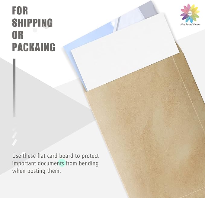 Mat Board Center, 11x17 Inch Corrugated Cardboard Sheets 50 Pack | Flat Cardboard Inserts for Mailing, Packaging & Shipping, Cardboard Backing, Craft Card Board (White on one side) - Image 5