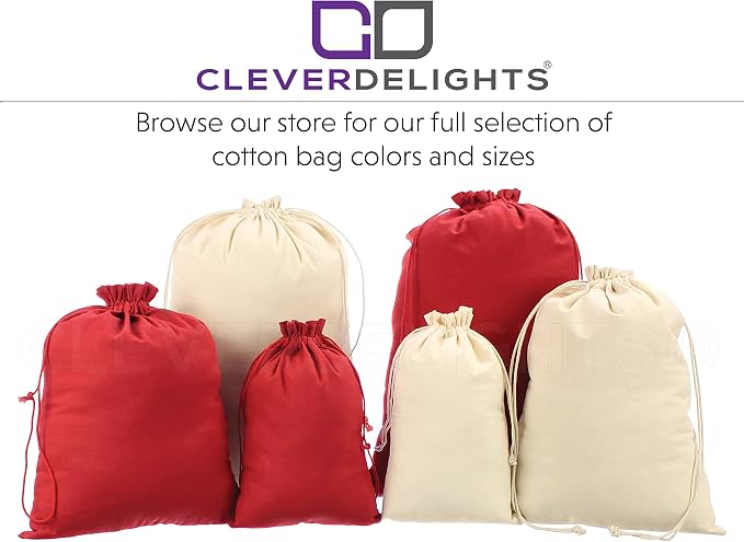 CleverDelights Cotton Bags - 12" x 16" - 50 Pack - Premium Muslin Drawstring Bag - Image 4