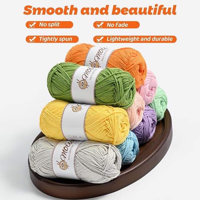 24 Pack 100% Milk Cotton Yarn for Crocheting, 1200g/3150yd Baby Yarn for Crocheting Soft, Fuzzy 5 Ply Cotton Crochet Amigurumi Yarn for Puzzle/Clothes&Crafts(Set A) - Image 6