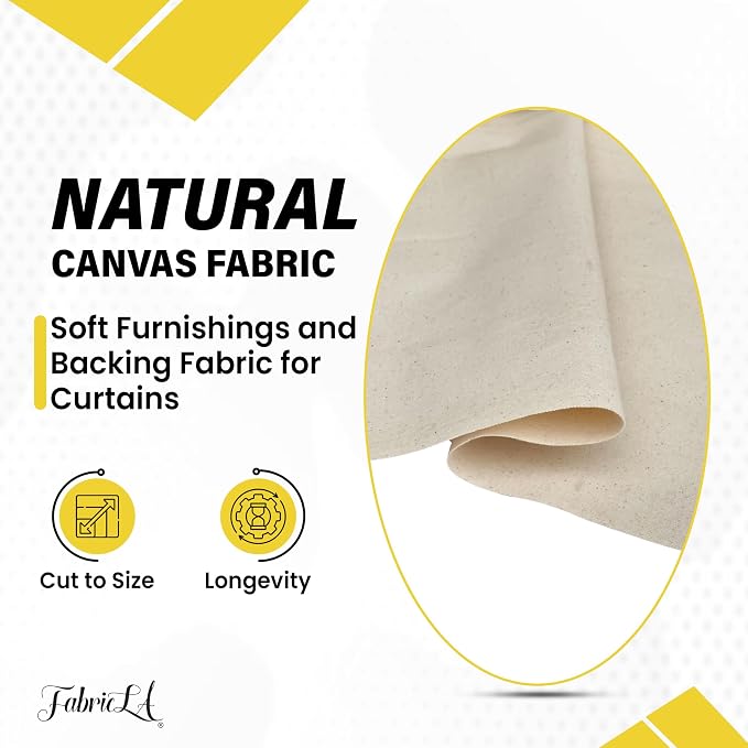 FabricLA Canvas Fabric 7oz Cotton Duck Cloth 62" Wide Natural Heavy Duty Fabric for Painting, Upholstery, Tote Bags, Sewing, Arts & Crafts, Home Decor – Sold by the Yard - 50 Yard Pre Cut - Image 5