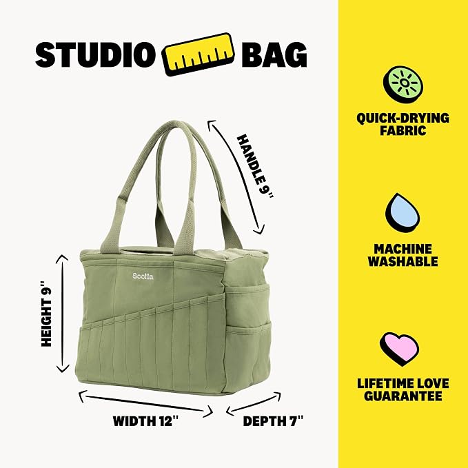 Soolla Studio Bag: Art Supply Storage Organizer & Pottery Tool Bag, Washable Tote, Yarn Bag, Crochet, 30 Pockets, 15+ Colors - Image 8