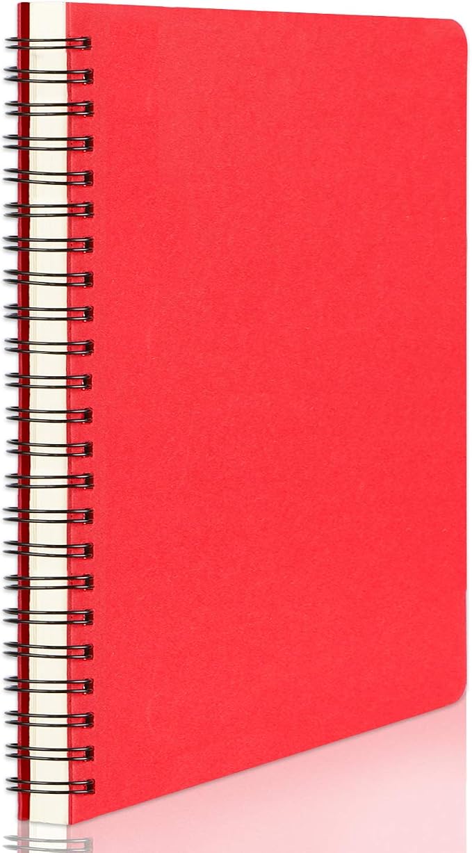 EUSOAR College Ruled Spiral Notebook, A5 1pack 5.5"X8.3" 160 Pages Lined Travel Writing Subject Notebooks Journal, Memo Notepad Sketchbook, Students Office Business Diary Ruled Journal-Red Cover by EUSOAR