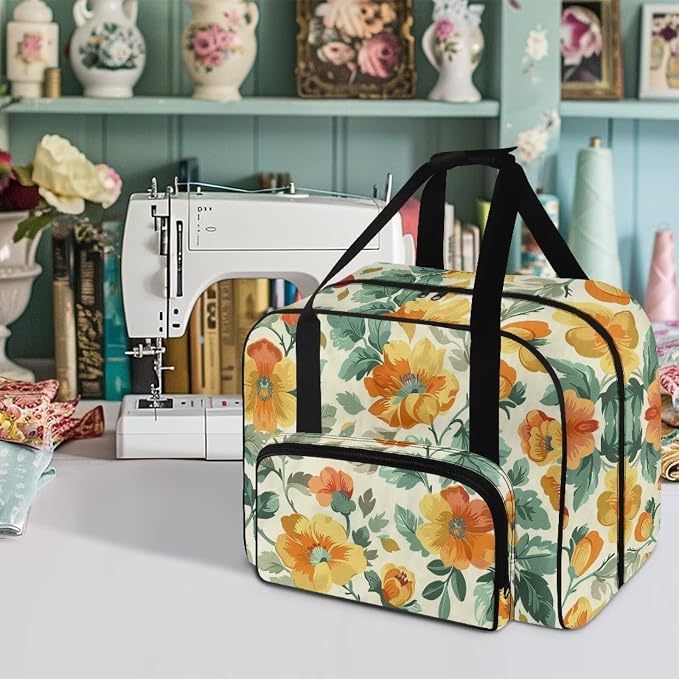 Yellow Flowers Sewing Machine Cover Sewing Machine Cover Dust Cover for Most Standard Sewing Machines Accessories Cover for Sewing Machine Sewing Bags and Totes Organizer - Image 2