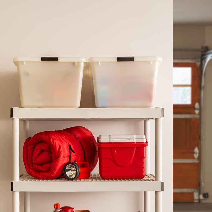 IRIS USA 68 Quart / 17 Gal. Stackable Plastic Storage Bins with Lids and Latch Buckles, 5 Pack - Pearl, Large Containers for Home and Office Ultra Organization, Durable Nestable Tote Box Tub - Image 6