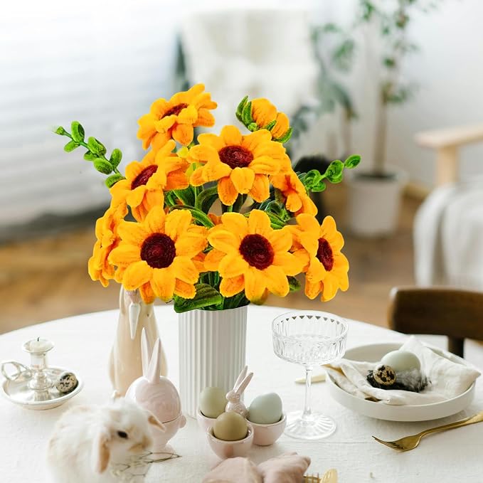 400 Pieces Chenille Stems Pipe Cleaners Craft Kit - Durable Yellow Pipe Cleaners for Crafts & Flowers, Complete DIY Pipe Cleaner Flower Kit for Kids, Ideal for School Projects & Gifts (Sunflower) - Image 7