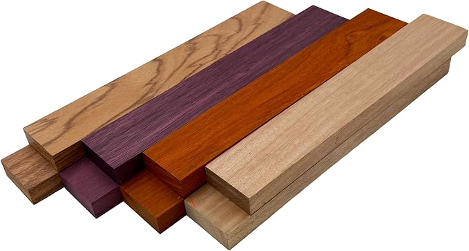 Imported Exotic Hardwood Variety Pack - Red Zebrawood, Purpleheart, Padauk, Okoume - 3/4" x 2" (8 Pcs) (3/4" x 2" x 12") - Image 2