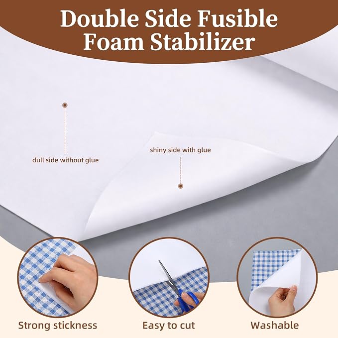 BrightRow Double Sided Foam Interfacing Stabilizer,White,36'' X 2.19yd - Image 3