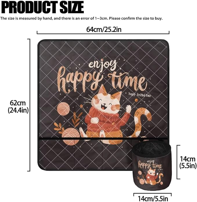 Sewing Machine Dust Covers & Mat with Pockets for Sewing Accessories Dust Proof Sewing Machine Cover Tailor's Cat Pattern - Image 3