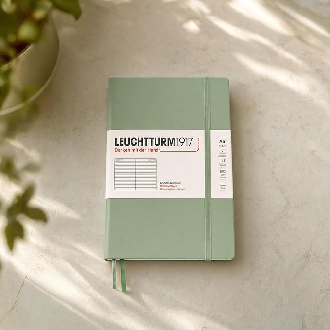 LEUCHTTURM1917 - Notebook Hardcover Medium A5-251 Numbered Pages for Writing and Journaling (Sage, Ruled) - Image 3