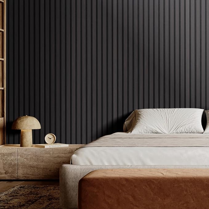 VEVOR Wood Slat Acoustic Panels, 23.6 x 47.2 inch, 4 Pcs MDF Accent Wooden Wall Panels for Modern Interior Wall Decor, Faux Wood Wall Board Panels for Noise Reduction, Black Oak - Image 8