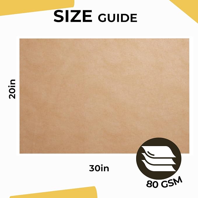 Kraft Paper Sheets - 20 x 30 in. - 480 Sheets of Brown Wrapping Paper – Heavy Duty Craft Paper for Shipping - Light Brown Construction Paper - 80 GSM - 2000 Square feet - Image 4