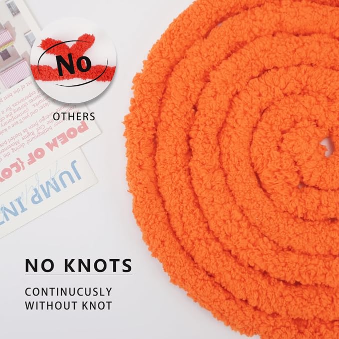 Chunky Yarn for Hand Knitting, Chunky Chenille Blanket Yarn for Crocheting, Bulky Soft Fluffy Chenille for Blanket Project, 8 Pack of 8oz/25yds, Orange - Image 2