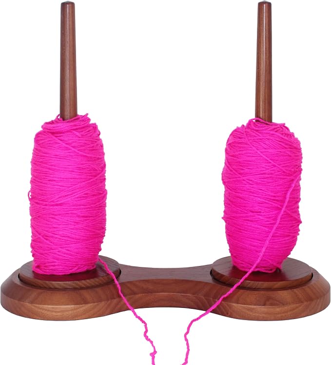 BarvA Double Yarn Ball Holder One Lb Cupcake Spindle Sewing Thread Big Base Fiber Crocheting Tool Kit Wool Skein Cord Organizer Tape Rope Storage Lazy Susan Stand Knitting Embroidery Accessory Gift - Image 6
