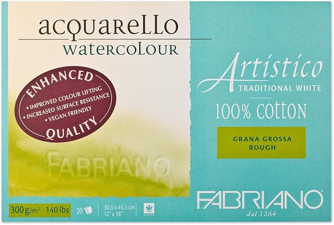 Fabriano Artistico Watercolor Block, 12" x 18", Traditional White by Unknown