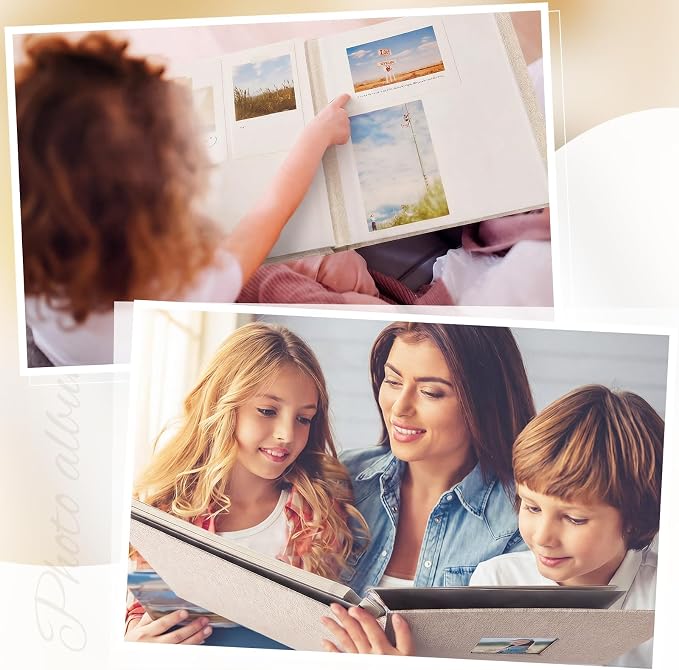 Jetec 5 Pcs 11 x 10.6 Inch Large Photo Album Self Adhesive, Beige | 40 Blank Pages, Photo Scrapbook, DIY Linen Cover Album with 5 Pcs Metallic Pen, Wedding Family Baby Travel Memory Pictures - Image 6