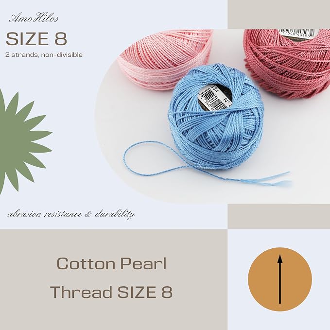 40 Colors Size 8 Double Mercerized Egyptian Long Staple Cotton Pearl Thread 5 Grams Ball Rainbow Color Embroidery Thread for Crochet Hardanger Cross Stitch Hand Embroidery (40B) - Image 5