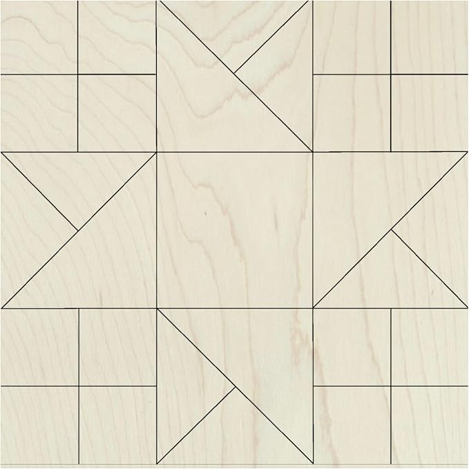 Star Barn Quilt DIY Kit Unfinished Wood Quilt Block Sign Pattern | Paintable Wood Panel (18 inches, Double Friendship Star) | DIY Painting Craft Kit for Adults | Farmhouse Wall Art and Quilting Décor by AVTRBoutique