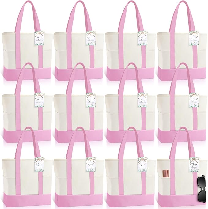 Shinylin Mini Canvas Tote Bags with 2 Pockets | Bulk Small Sublimation Canvas Tote, Reusable Grocery Bag for Women, DIY Craft by Shinylin