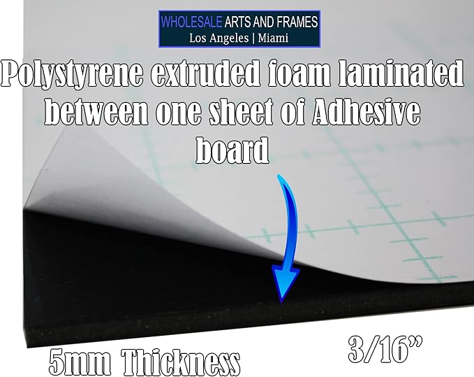 Self Adhesive Foam Board 36x48 5PK Black Self Stick Mounting Board. Foam Core with Adhesive 36x48 Foamboard. Poster Board with Sticky Side, Self Adhesive Foamcore 36x 48.Acid Free, 3/16 Thick - Image 3