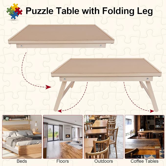 1000 Piece Wooden Folding Puzzle Table with 4 Drawers - Image 3