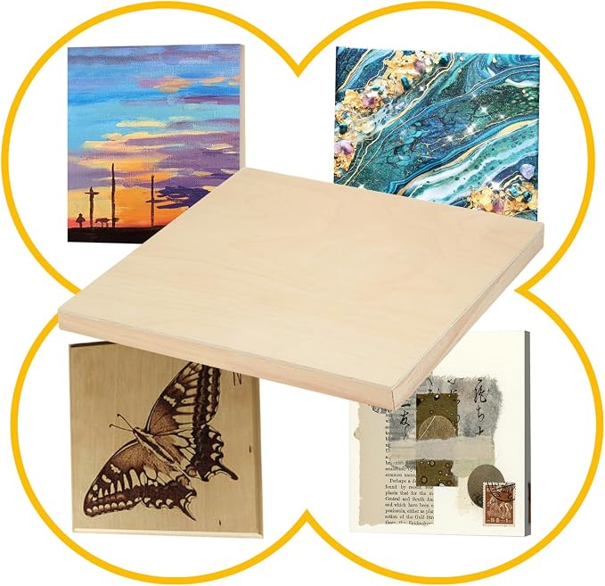 2 Pack 24x24'' Unfinished Gallery Birch Wood Canvas Panels ﻿ | 1 1/2’’ Deep Cradle Boards for Painting, Acrylic Pouring, Art, Burning, Crafts, Epoxy Resin, Laser Engraving Cutting - Image 3