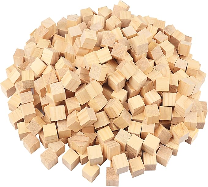 500 Packs Wooden Blocks for Crafts, 0.8 Inch Pine Wood Cubes, 2 x 2 x 2 cm Wooden Cubes for Paint, Stamp, Decorate, DIY Projects and Personalized Gifts,by GNIEMCKIN by GNIEMCKIN