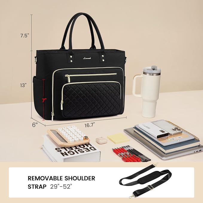 LOVEVOOK Teacher Tote Bag for Women Work, Laptop Bag Work Tote Bag Nurse Bags With Large Cup Holder, Professional Computer Briefcase Business Large Purses Handbag, Diaper Bag Mother Gift, Black - Image 7