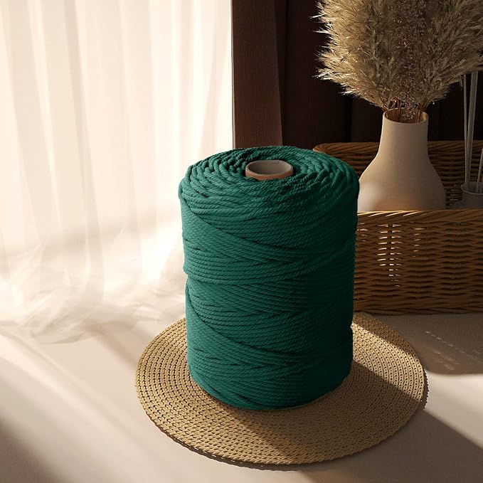 ZUEXT Macrame Cord, Blackish Green, 5mm x 328yds Cotton String Macrame Yarn | Natural Handmade, 4 Strands Twisted Cotton Rope, for Craft Wall Hanging Weaving Tapestry Dream Catchers Hanger DIY Gift, 300m - Image 5