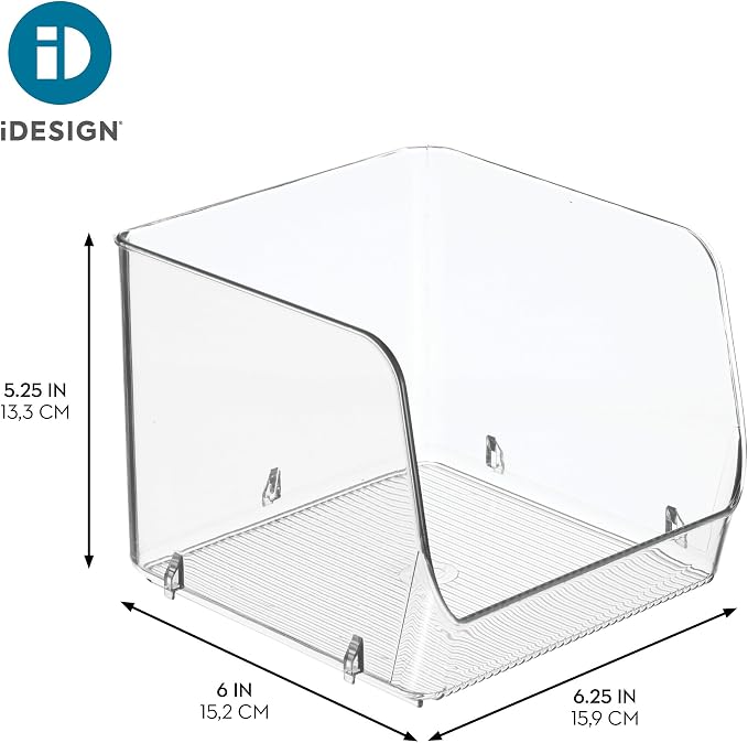 iDesign Stackable Open-Front Storage Bins, Set of 6, Clear | Kitchen and Pantry Organization - Image 4