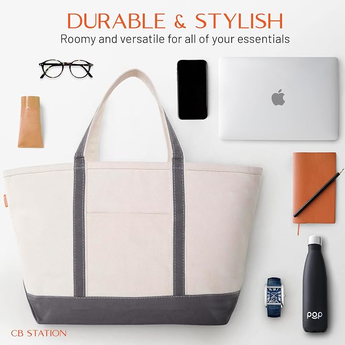 CB STATION Large Classic Tote - Canvas Tote Bag for Women - Multi-Colored Design, Perfect for Travel and Shopping - Image 6