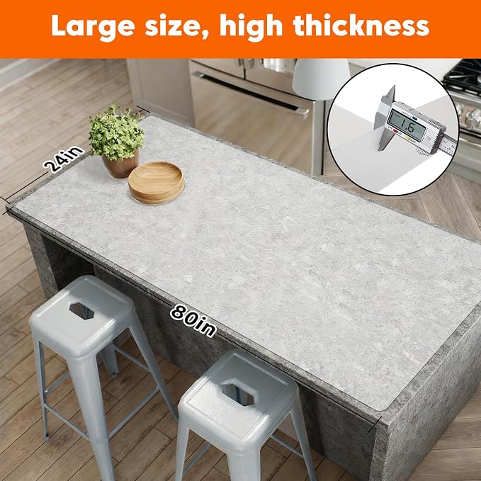 Large Silicone Mat, 24"x80" Heat Resistant Mats for Countertop, Translucent | Multipurpose Use Cuttable Silicone Roll for Use As Kitchen Island Mat, Dining Table Mat. Skin-friendly Material - Image 2