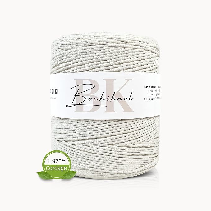 3mm Macrame Cord, 650 Yards, Single Strand Cotton (Milk White) - Image 2