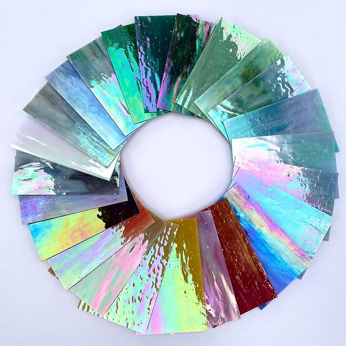 LITMIND 24 Sheets Iridescent Stained Glass Variety Pack - 6 x 4 Inch Cathedral Art Glass for Mosaic Crafts & Supplies, Assorted Colors for Stunning Projects - Image 5